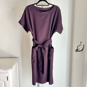Babaton Albin Belted Relaxed Fit Pocket Front Dress in Deep Purple, Medium